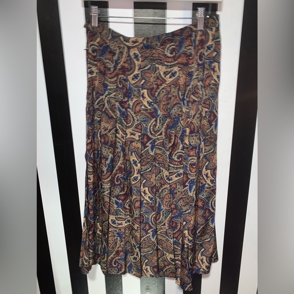 Paisley Pleated Vintage Skirt with Matching Wide Scarf /Head Wrap 12 Petite - Picture 8 of 8